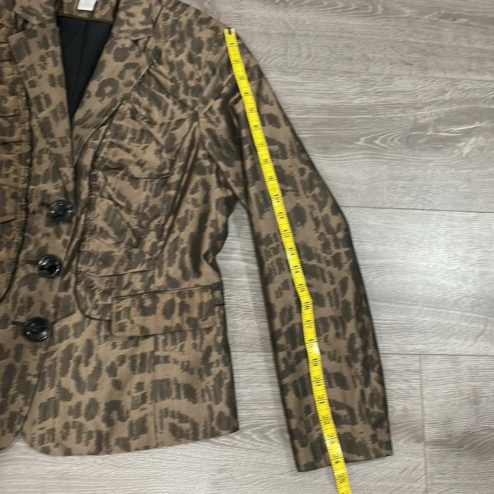 Women's Brown Leopard Print Blazer Jacket - Picture 13 of 16